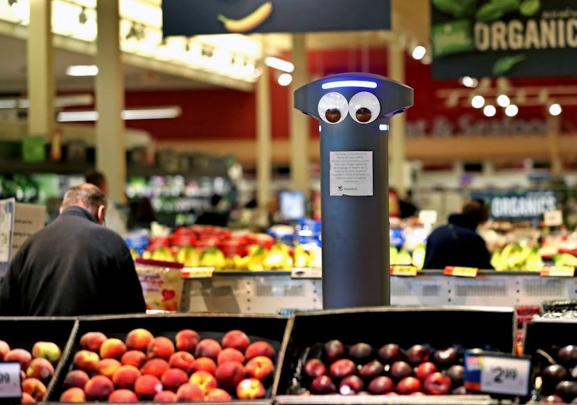 QUINCY - MAY 17: Marty, a robot on duty, patrols an aisle at Stop & Shop in Quincy, MA on May 17, 20...