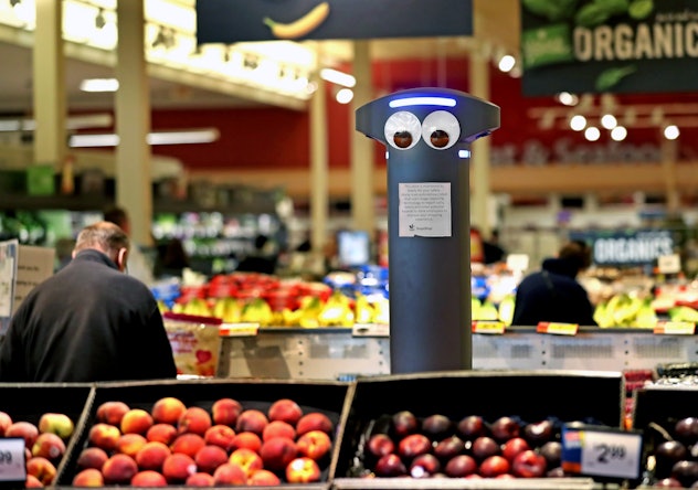 QUINCY - MAY 17: Marty, a robot on duty, patrols an aisle at Stop & Shop in Quincy, MA on May 17, 20...