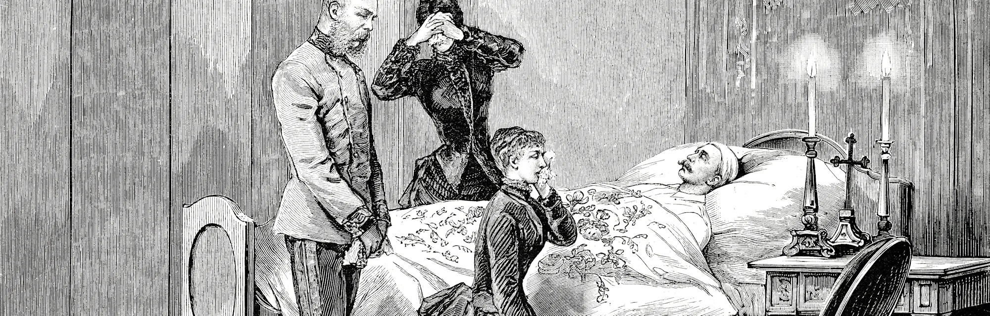 Rudolf suffered from severe mood swings. Presumably he committed suicide on the night of January 29th to 30th, 1889 in Mayerling Castle by shooting in the head. Illustration from 19th century
