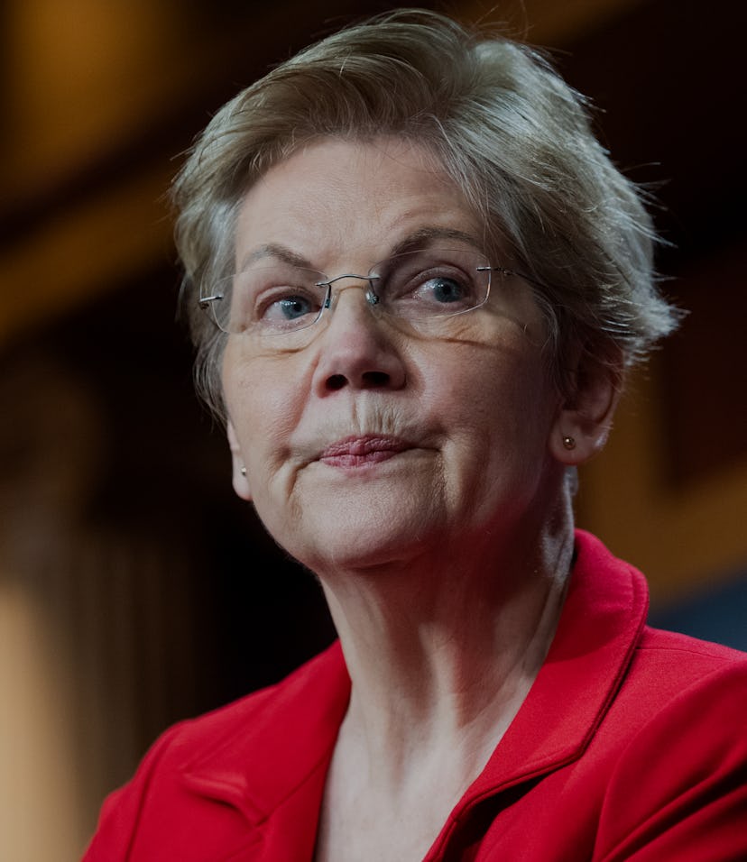 UNITED STATES - MARCH 01: Sen. Elizabeth Warren, D-Mass., conducts a news conference in the Capitol ...