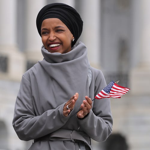 Rep. Ilhan Omar (D-MN) rallies with fellow Democrats before voting on H.R. 1, or the People Act, on ...