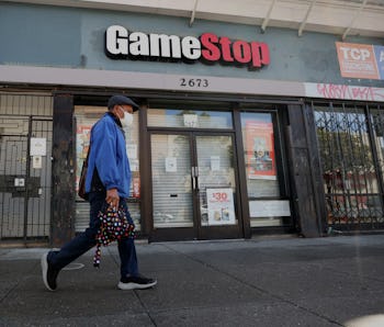 SAN FRANCISCO, CALIFORNIA - MARCH 10: A pedestrian walks by a GameStop store on March 10, 2021 in Sa...