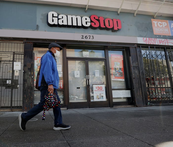 SAN FRANCISCO, CALIFORNIA - MARCH 10: A pedestrian walks by a GameStop store on March 10, 2021 in Sa...
