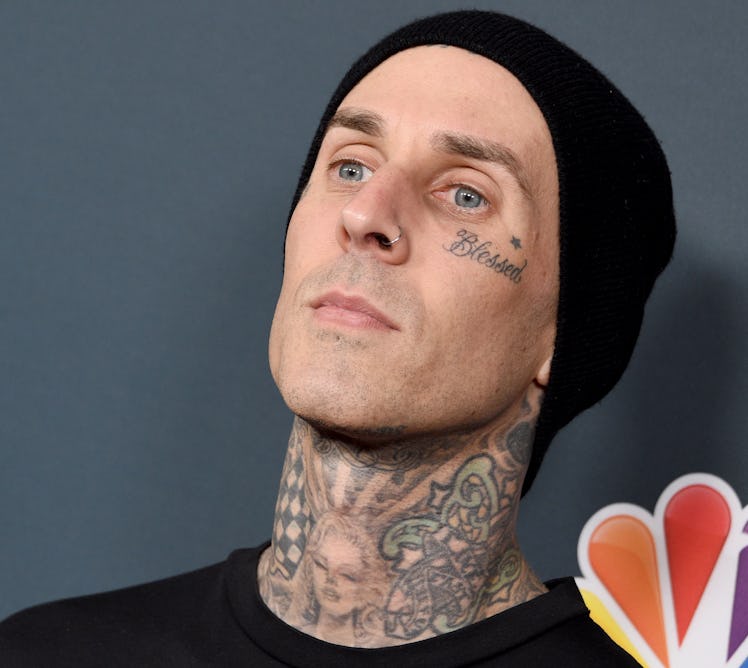 PASADENA, CALIFORNIA - OCTOBER 21: Travis Barker attends the Premiere Of NBC's "America's Got Talen...