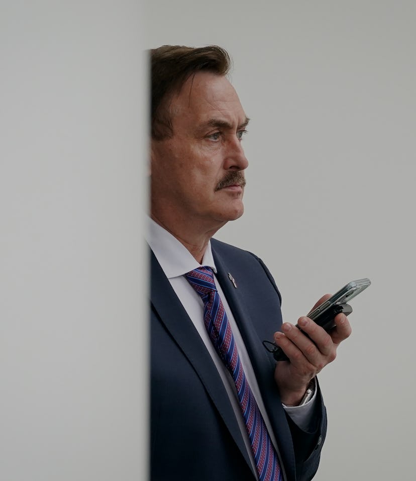 WASHINGTON, DC - JANUARY 15: MyPillow CEO Mike Lindell waits outside the West Wing of the White Hous...