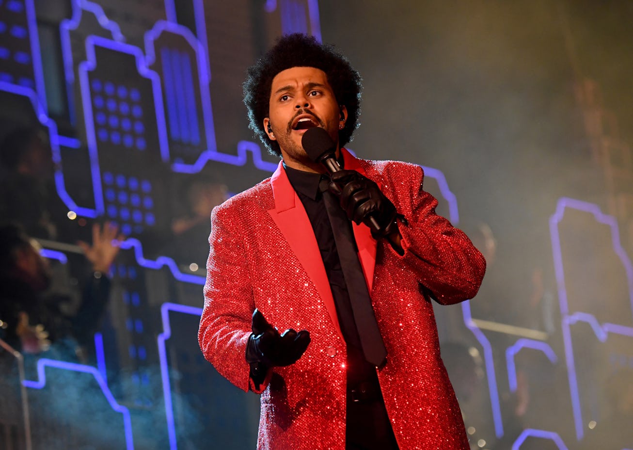 TAMPA, FLORIDA - FEBRUARY 04: In this image released on February 7th, The Weeknd rehearses for the S...