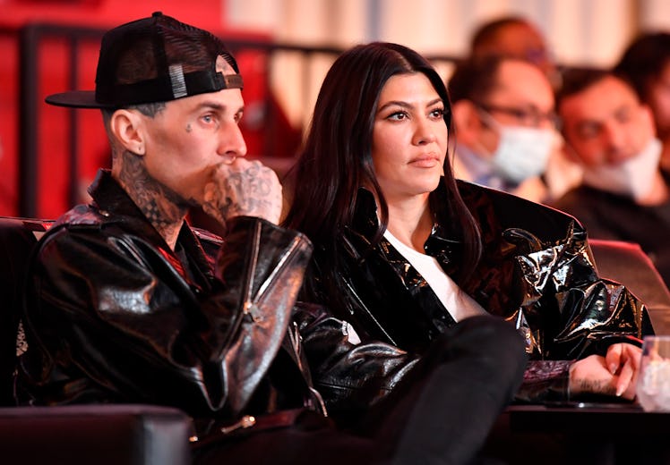 LAS VEGAS, NEVADA - MARCH 27: Travis Barker and Kourtney Kardashian are seen in attendance during th...
