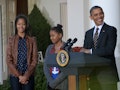11/21/12- The White House- Washington, DC President Barack Obama and his daughters Malia and Sasha. ...