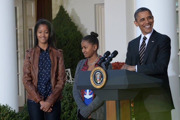 11/21/12- The White House- Washington, DC President Barack Obama and his daughters Malia and Sasha. ...