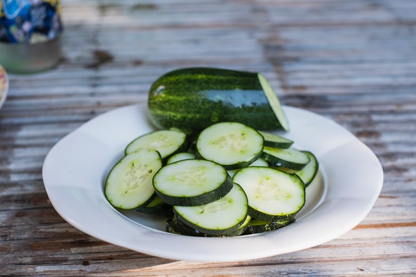 bowl of sliced cucumber