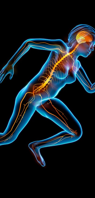 illustration of running woman with nervous system glowing