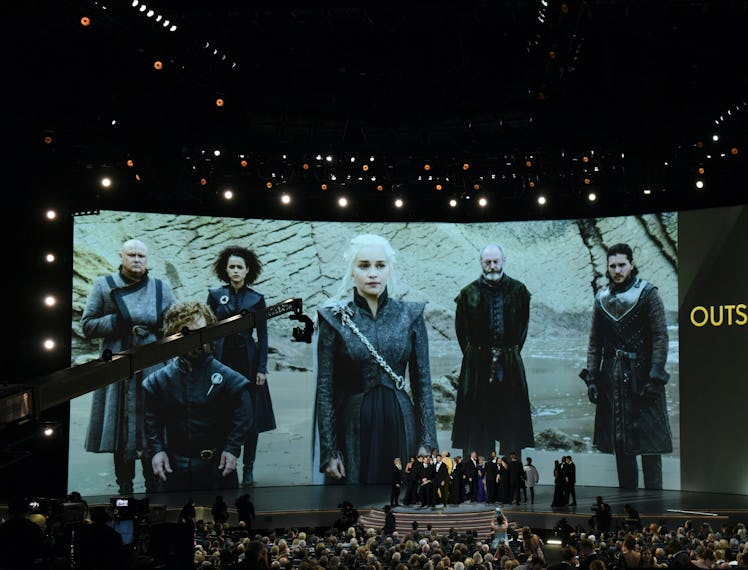 The cast of "Game of Thrones" celebrates the award Outstanding Drama series  onstage during the 70th...