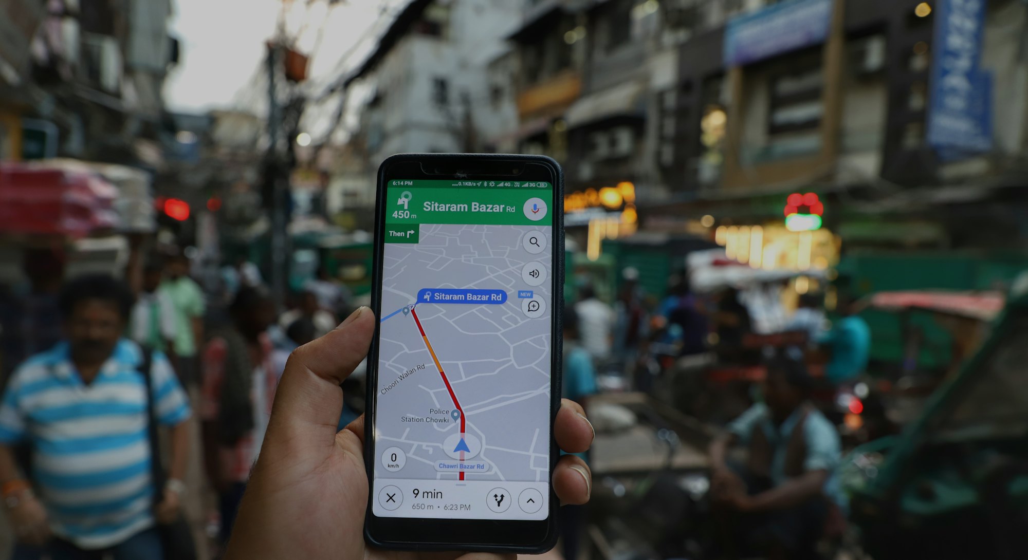 A user searches his destination via Google Maps in New Delhi India on 02 September 2019 (Photo by Na...