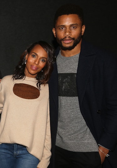 NEW YORK, NY - NOVEMBER 26:  Kerry Washington and husband Nnamdi Asomugha pose at a screening for An...