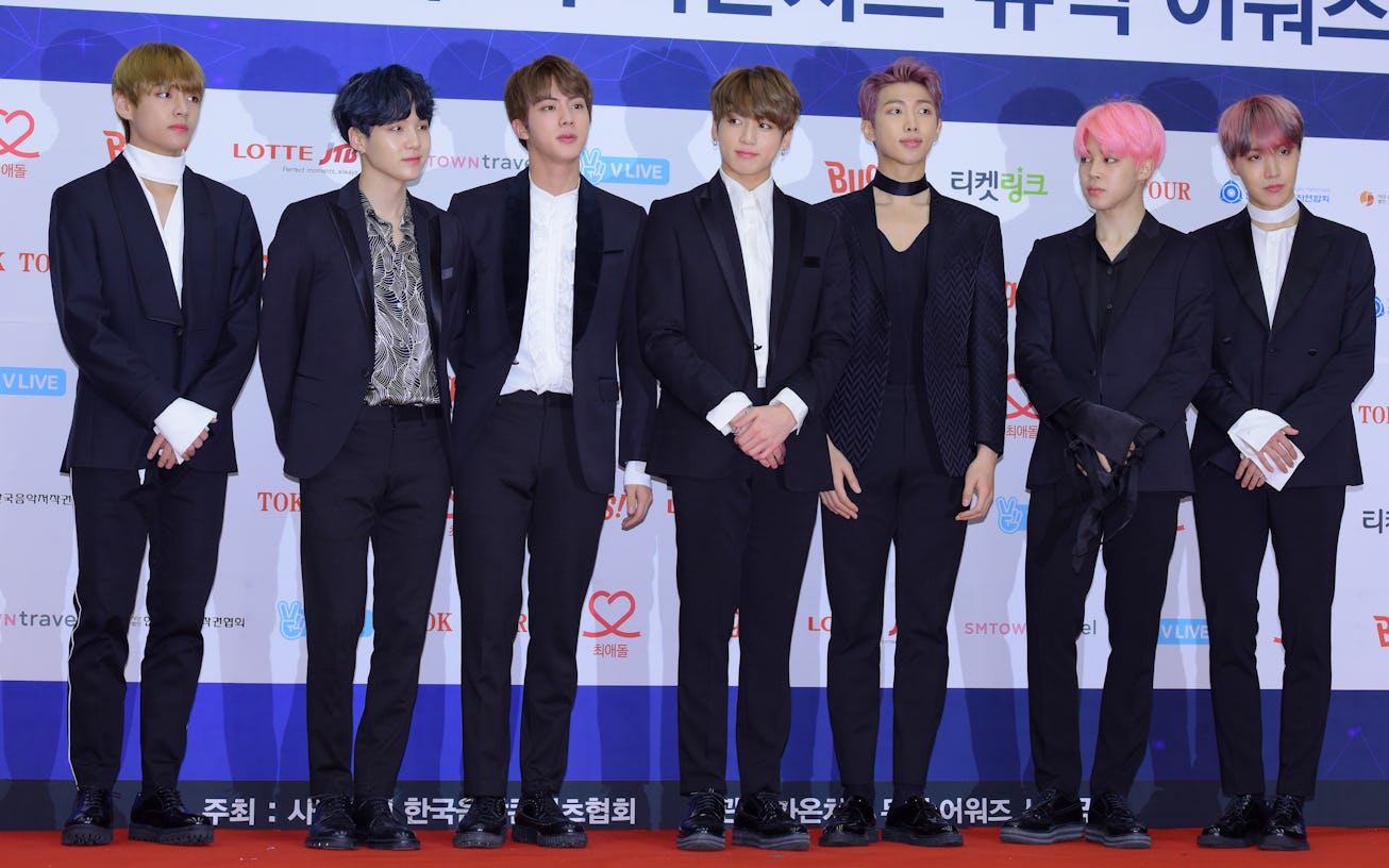 SEOUL, SOUTH KOREA - FEBRUARY 22: BTS attends the 2017 Gaon Chart K-Pop Award at Jamsil Arena on Feb...