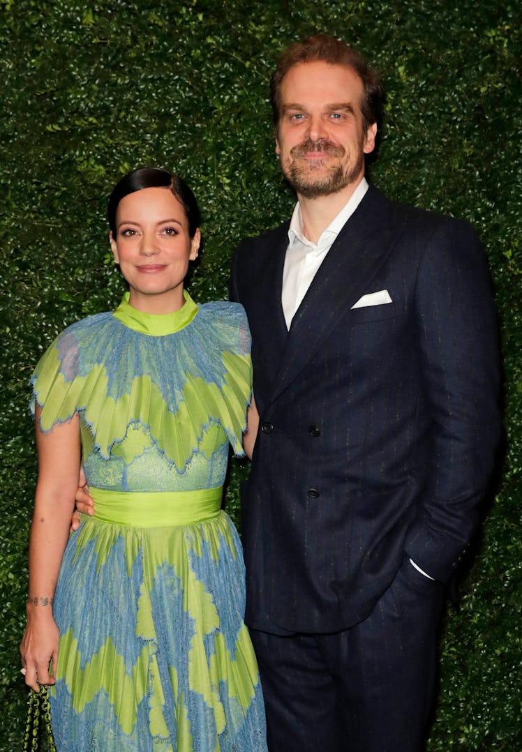 LONDON, ENGLAND - FEBRUARY 01:    Lily Allen and David Harbour arrive at the Charles Finch & CHANEL ...