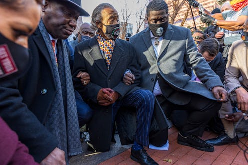 Floyd family lawyer, Attorney Ben Crump, Rev. Al Sharpton, and George Floyd's family on the opening ...