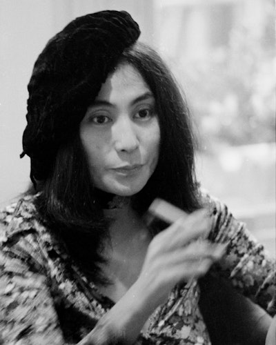 Japanese artist Yoko Ono at the home she shares with husband John Lennon at Tittenhurst Park, near A...