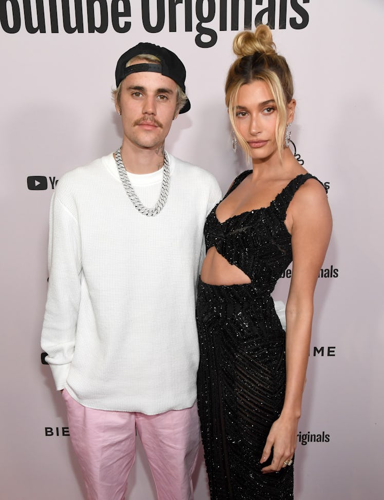 WESTWOOD, CALIFORNIA - JANUARY 27: Justin Bieber and Hailey Rhode Bieber attend YouTube Originals "J...