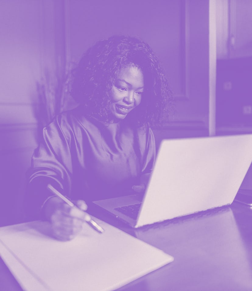 Young woman working from home