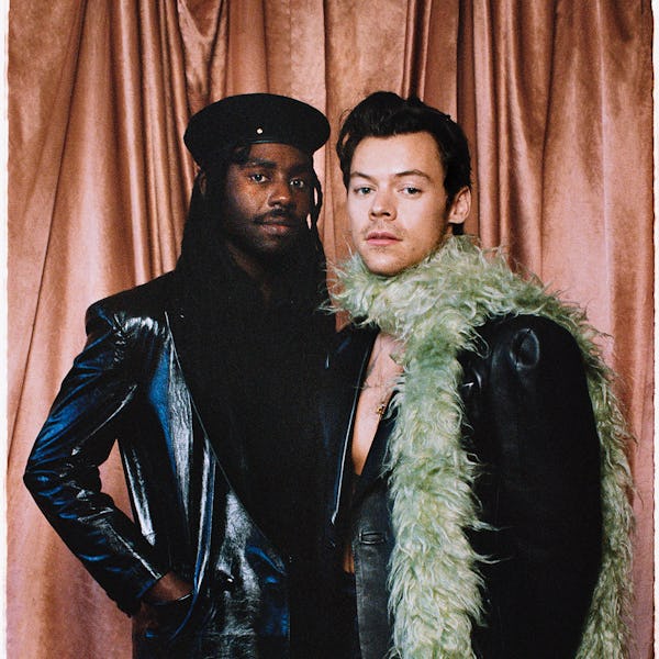 LOS ANGELES, CALIFORNIA - MARCH 14:  Dev Hynes and Harry Styles pose for The 2021 GRAMMY Awards on M...