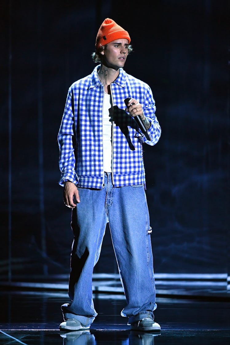 LOS ANGELES, CALIFORNIA - NOVEMBER 22: In this image released on November 22, Justin Bieber performs...