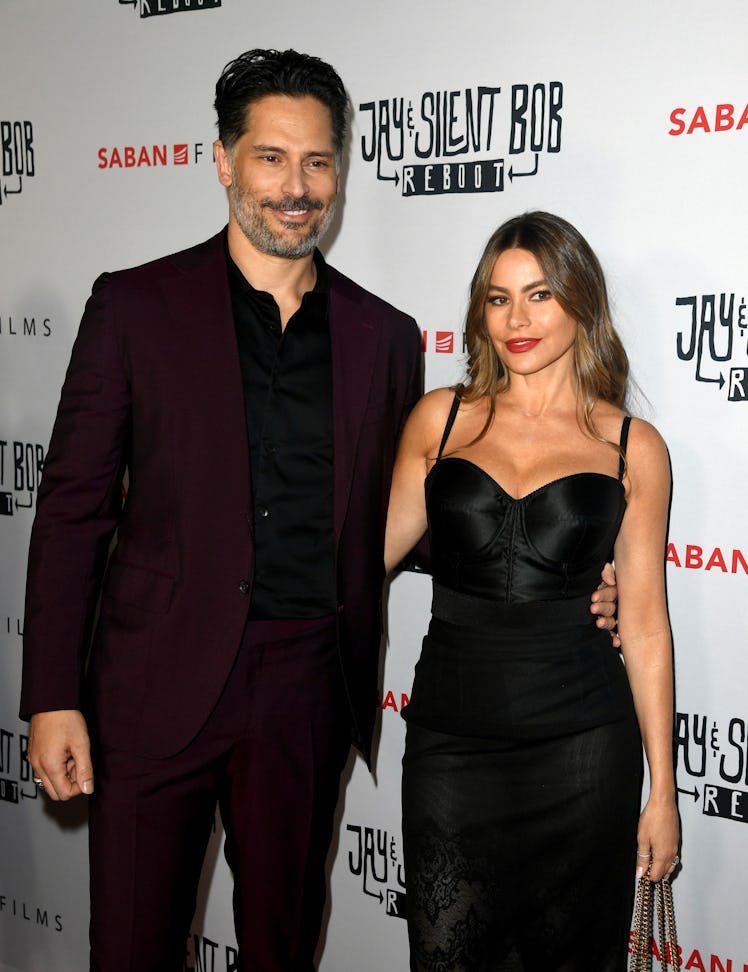 HOLLYWOOD, CALIFORNIA - OCTOBER 14: Joe Manganiello (L) and Sofia Vergara arrive at the premiere of ...