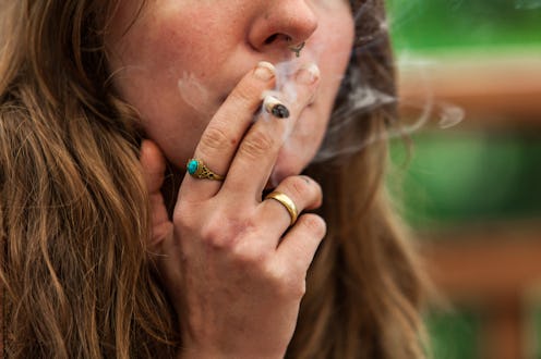 woman smoking marijuana