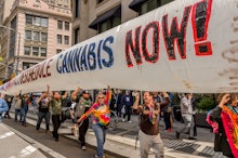 NEW YORK CITY, NEW YORK, UNITED STATES - 2017/05/06: The NYC Cannabis Parade happening on Saturday, ...