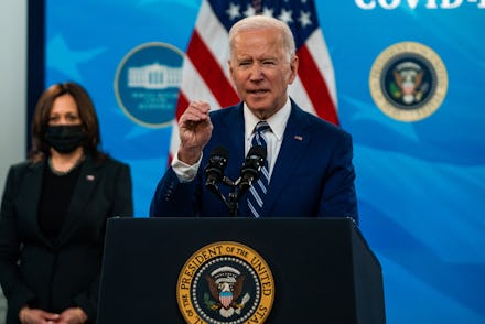 WASHINGTON, DC  March 29, 2021:
President Joe Biden and Vice President Kamala Harris during remarks...