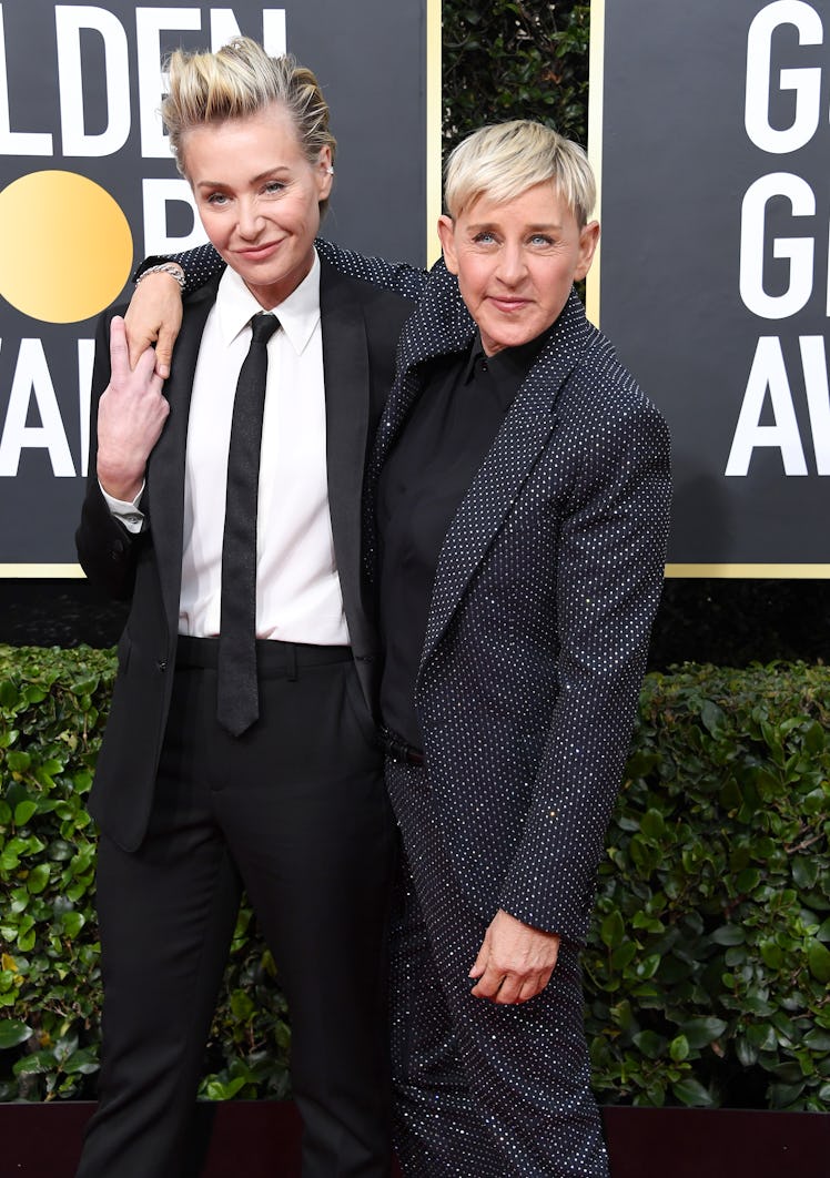 BEVERLY HILLS, CALIFORNIA - JANUARY 05: Portia de Rossi and Ellen DeGeneres  arrives at the 77th Ann...