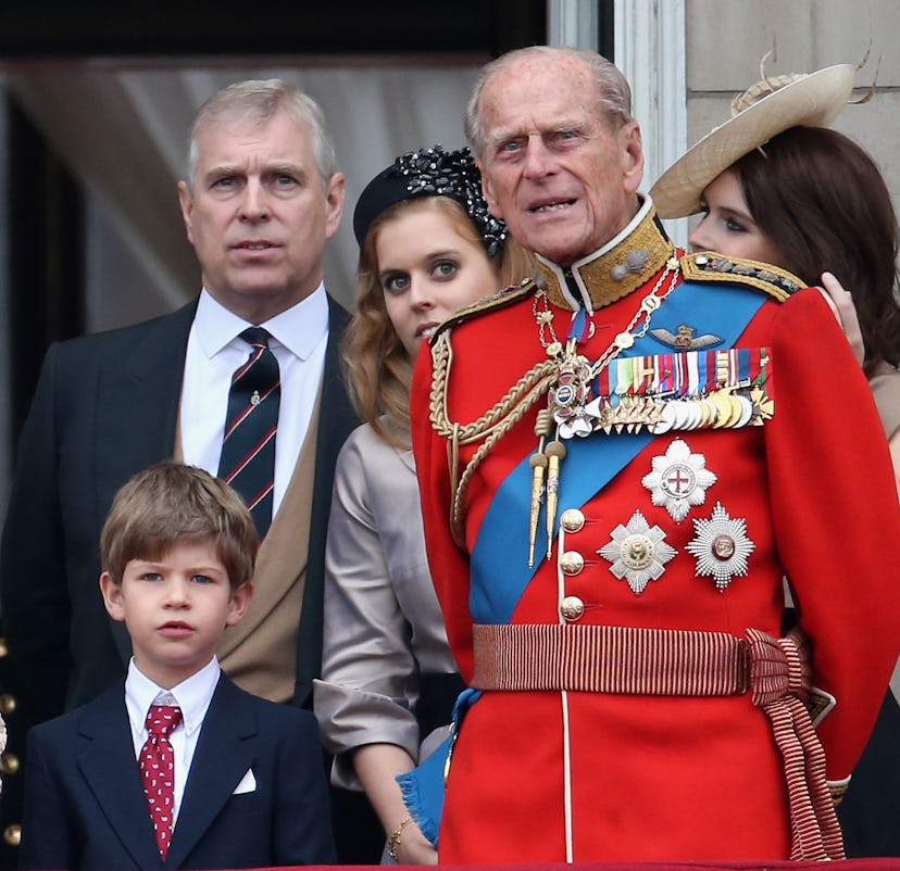 Prince Philip with his youngest grandchild James, Viscout Severn, in 2015.