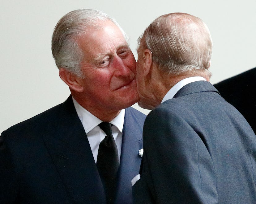 Prince Charles kisses Prince Philip, 2017.