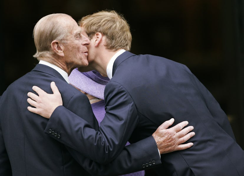 Prince William kisses his grandfather, 2007.
