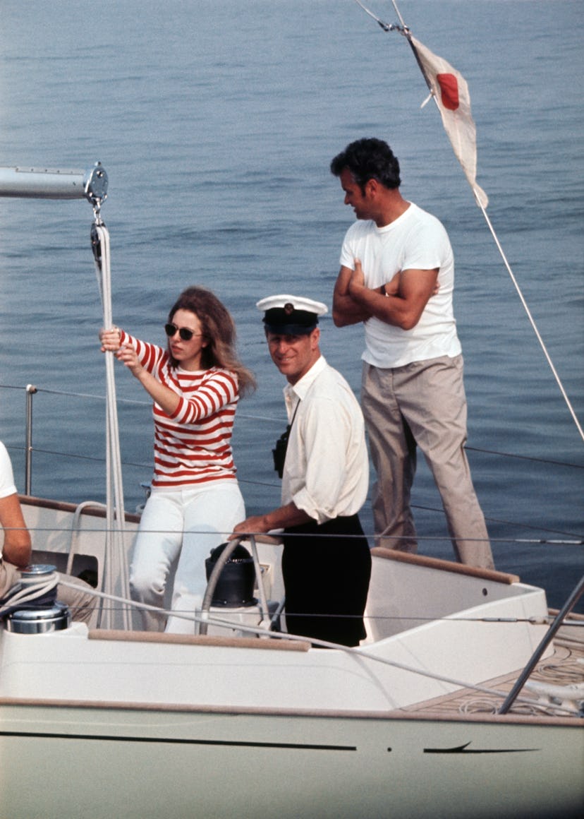 Prince Philip sailing with Princess Anne 1970.