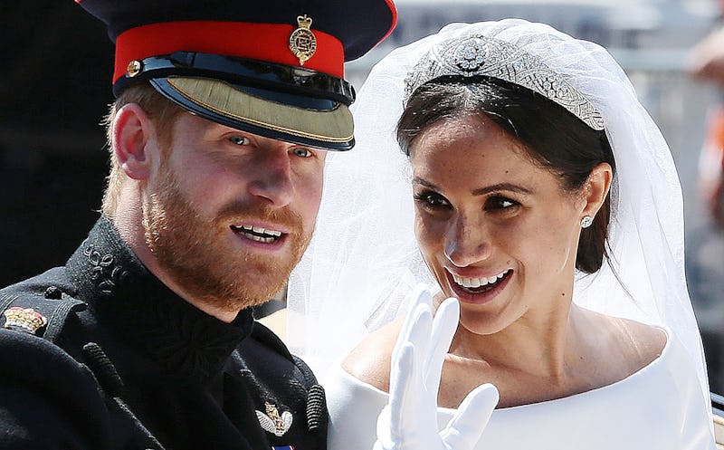 Prince Harry and Meghan Markle at their May 2018 royal wedding. Photo via Getty