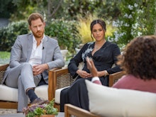 Meghan Markle and prince harry sitting down for an interview with oprah