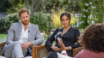 Meghan Markle and prince harry sitting down for an interview with oprah