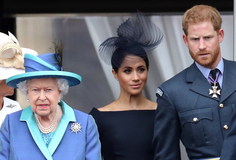 Meghan Markle, Queen Elizabeth, Prince Harry Photo via Getty