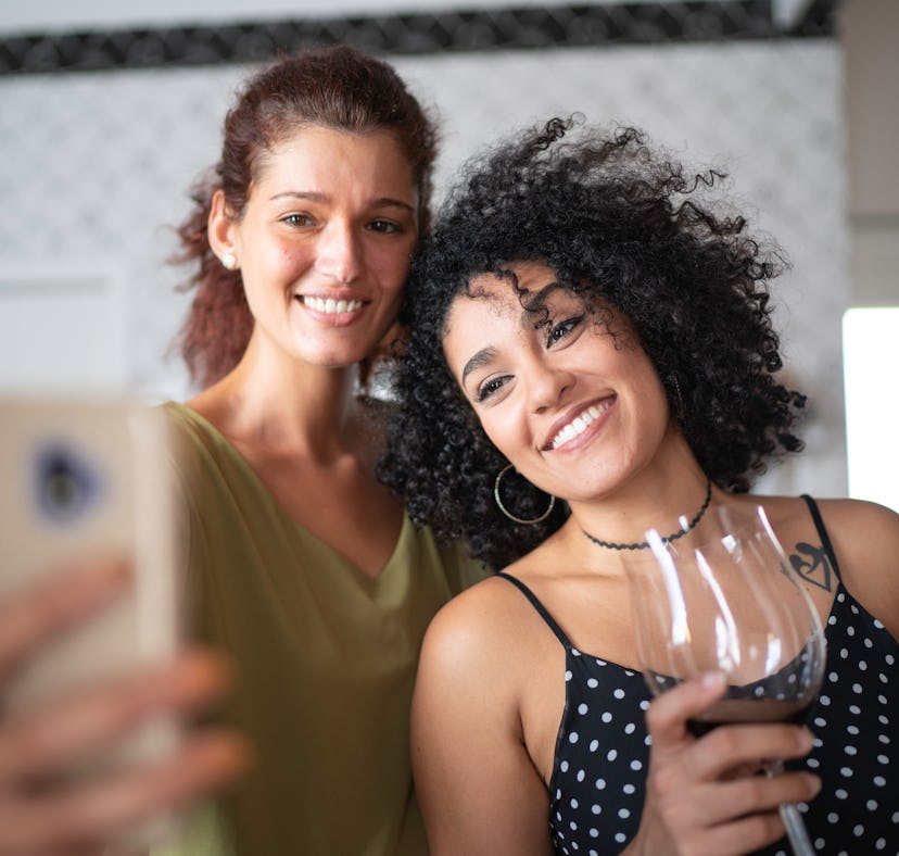 These women need Wednesday Instagram captions for their Wednesday selfie on wine Wednesday.