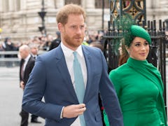 LONDON, ENGLAND - MARCH 09: Prince Harry, Duke of Sussex and Meghan, Duchess of Sussex attend the Co...