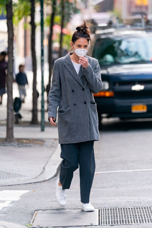 Katie Holmes is seen in SoHo on October 19, 2020 in New York City.