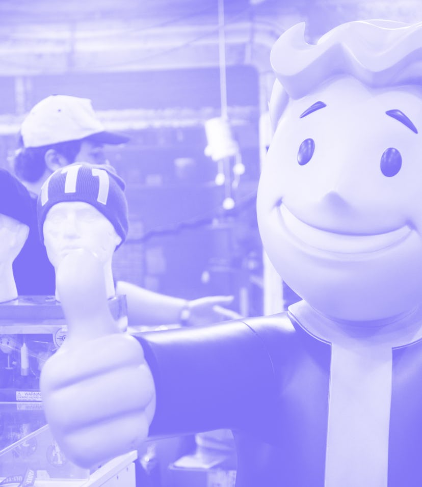 BIRMINGHAM, ENGLAND - NOVEMBER 19: A fallout 4 character at the National Exhibition Centre (NEC) in...