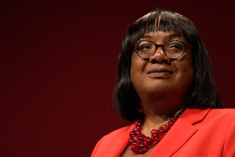 BRIGHTON, ENGLAND - SEPTEMBER 22: Shadow Home Secretary Diane Abbott addresses delegates in the main...