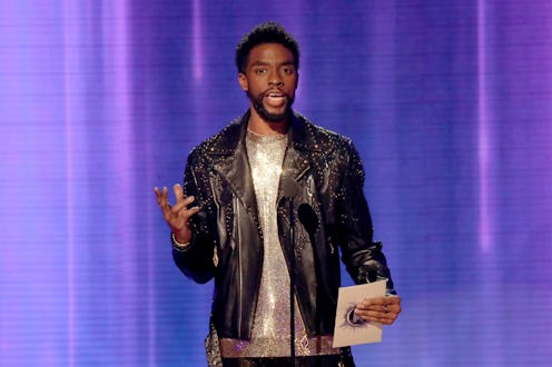 LOS ANGELES, CALIFORNIA - NOVEMBER 24: Chadwick Boseman speaks onstage during the 2019 American Musi...