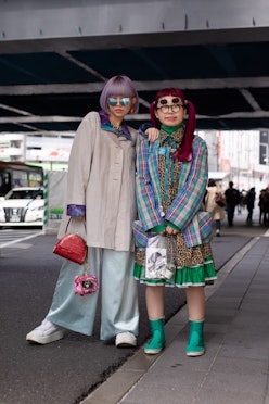 TOKYO, JAPAN - MARCH 20: Guests are seen on the street during the Rakuten Fashion Week Tokyo 2021 au...