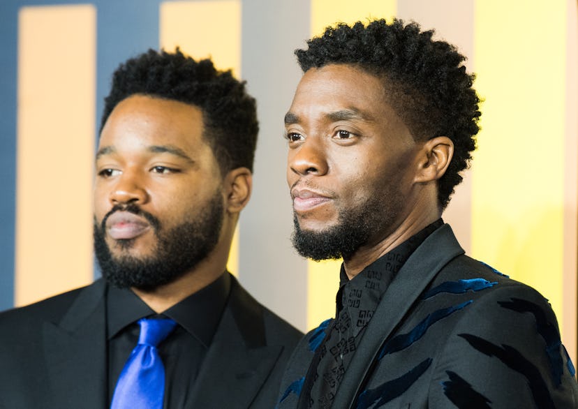 LONDON, ENGLAND - FEBRUARY 08: Ryan Coogler and Chadwick Boseman attends the European Premiere of 'B...