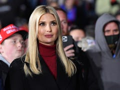 Senior advisor to the President Ivanka Trump listens during a rally in support of Republican incumbe...