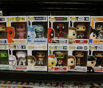 LAS VEGAS, NEVADA - MARCH 13: Funko Pop! vinyl figures are displayed during ToyCon 2020 at the Easts...