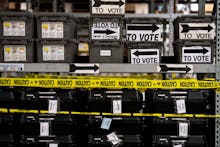 ATLANTA, GEORGIA - On the day after election day in Georgia shelves and shelves of sequestered votin...